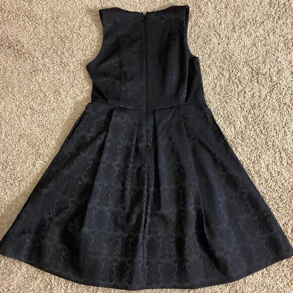 Eva Mendes NY & Co Sleeveless Square Neck Jacquard Fit & Flare Dress, Black,  12 - Picture 2 of 9